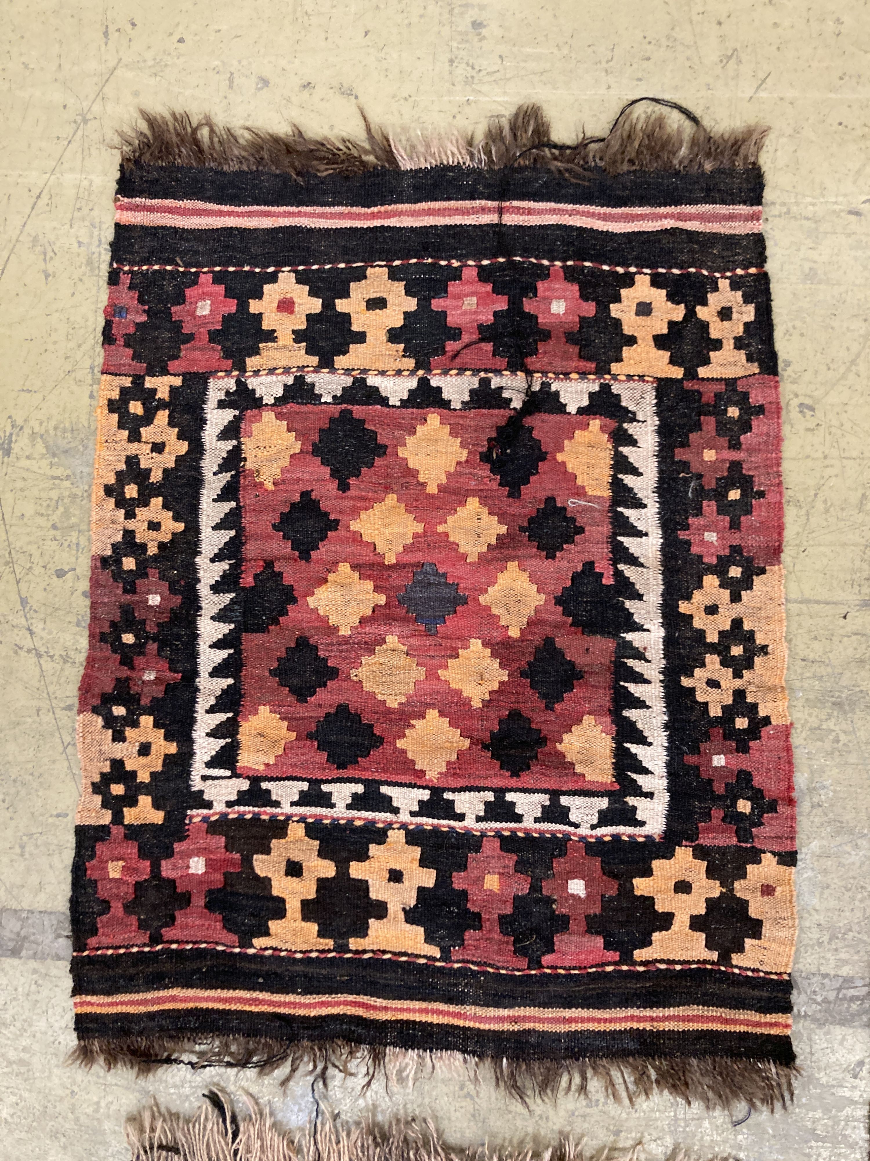 Three polychrome Kelim rugs, largest 180 x 100 cms
